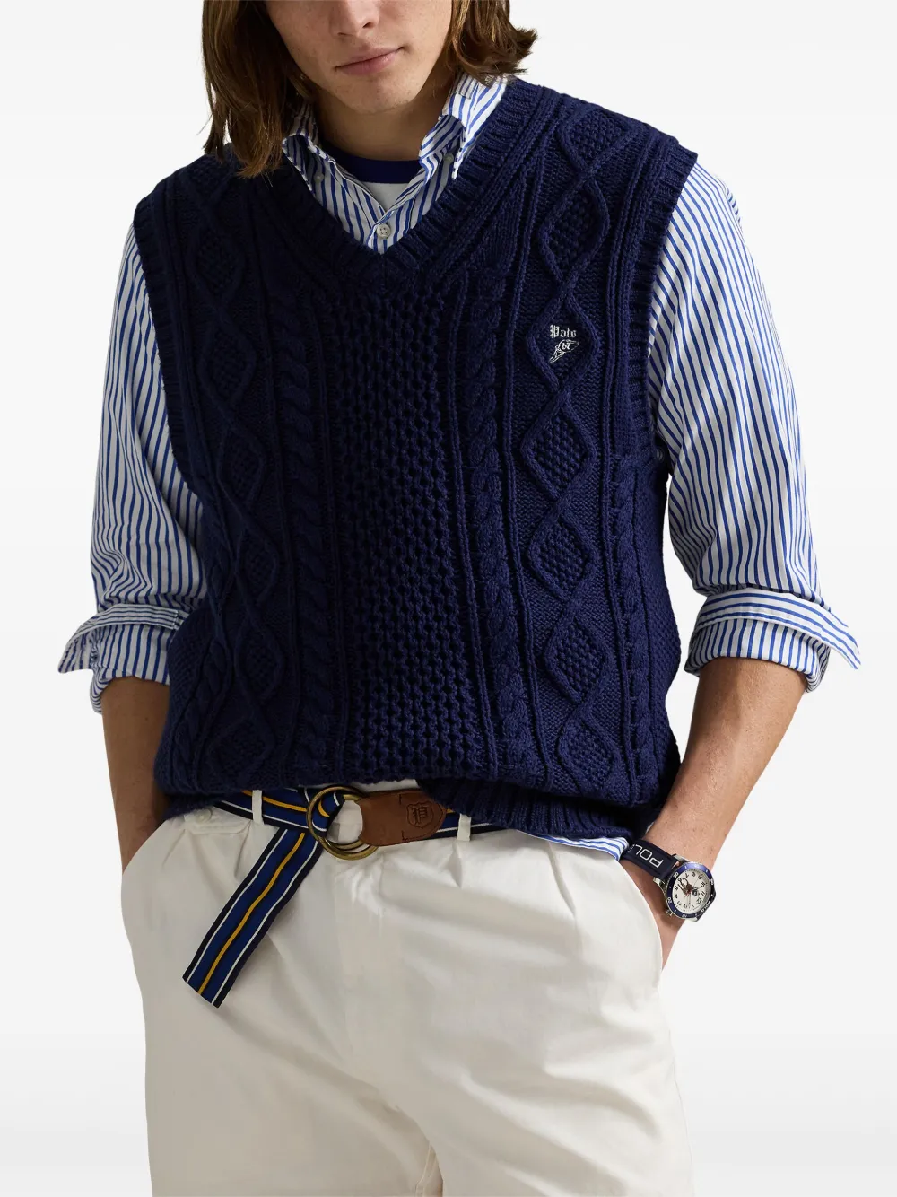 Polo Ralph Lauren Kabelgebreide spencer Blauw