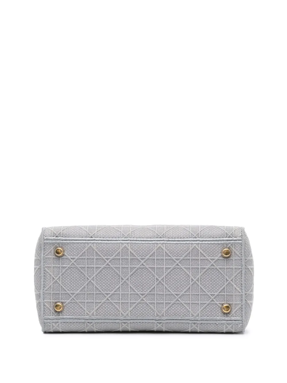 Pre-owned Dior 2020 Medium Canvas Cannage Lady D Lite Satchel In Grey