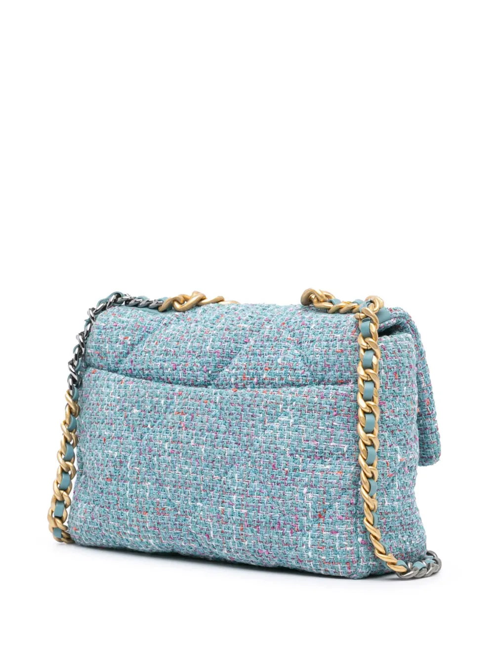 CHANEL Pre-Owned 2021 grote Tweed 19 Flap boekentas - Blauw