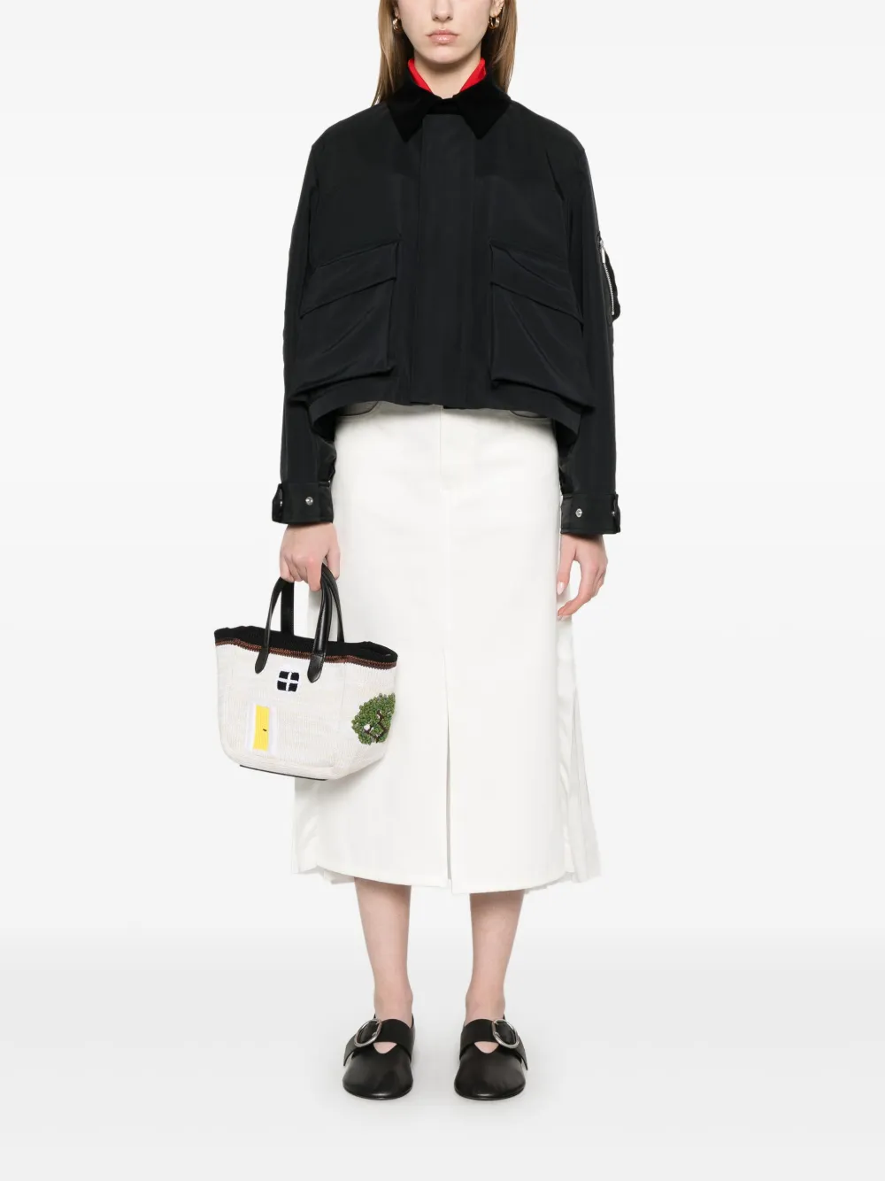 sacai Cropped jack Zwart