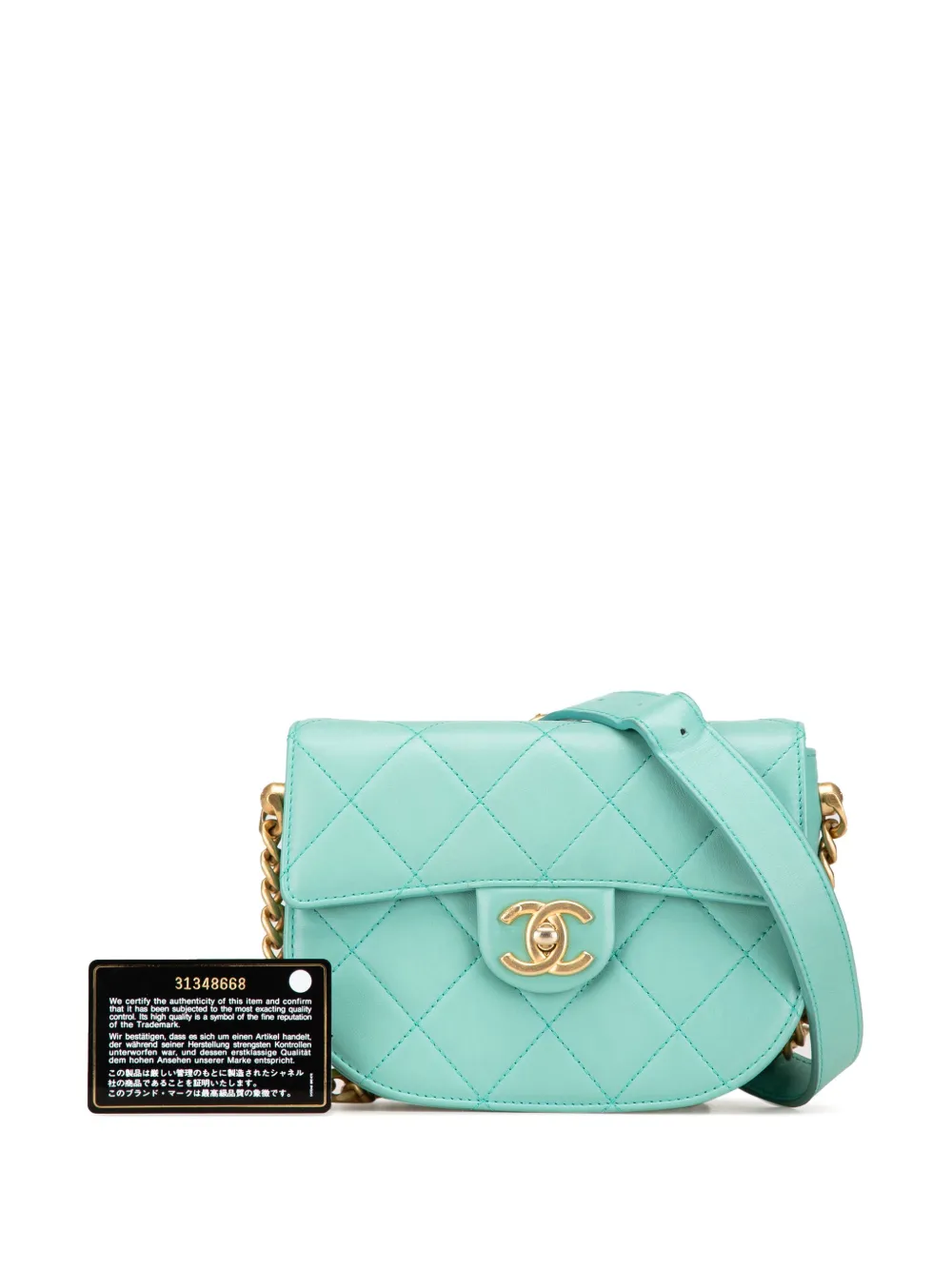 CHANEL Pre-Owned 2021 Quilted Lambskin Round Moon Messenger Flap crossbody bag | Image 6