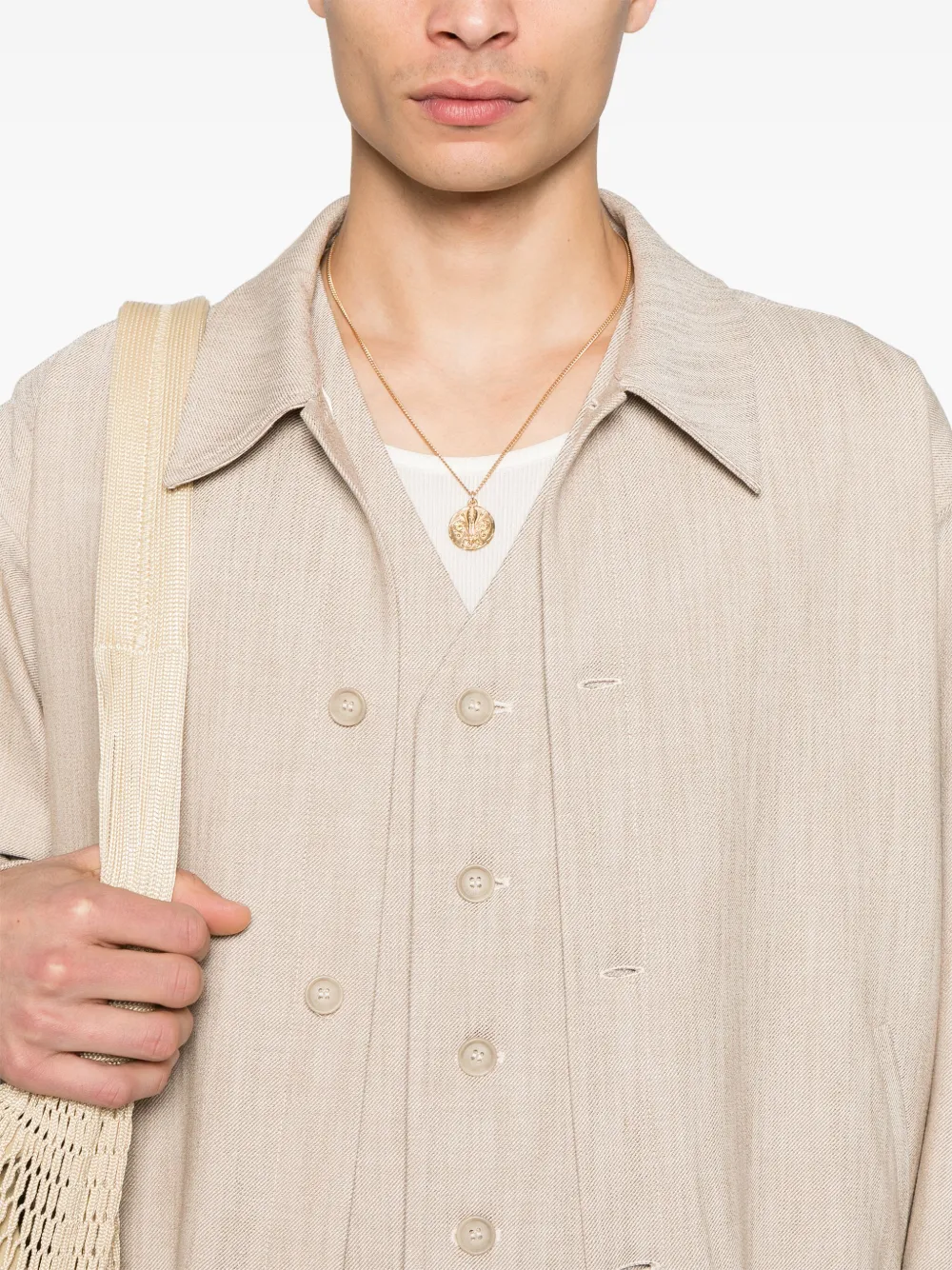 Simkhai Archibald Shirt Jacket Natural Linen In Nude