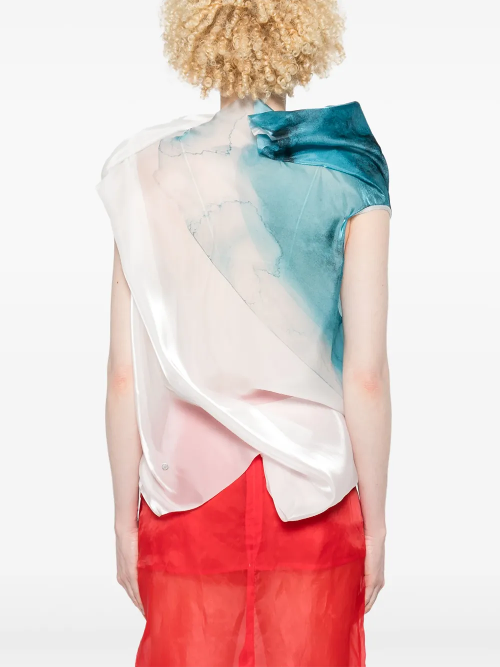 Issey Miyake Printed High-neck Top In White