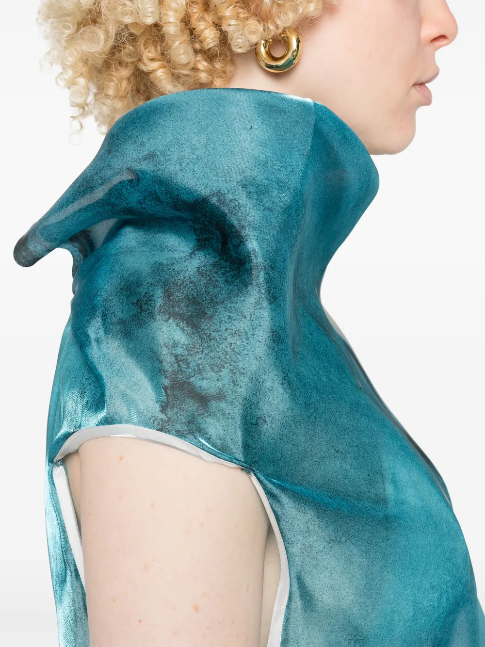 Issey Miyake Printed High-neck Top In White