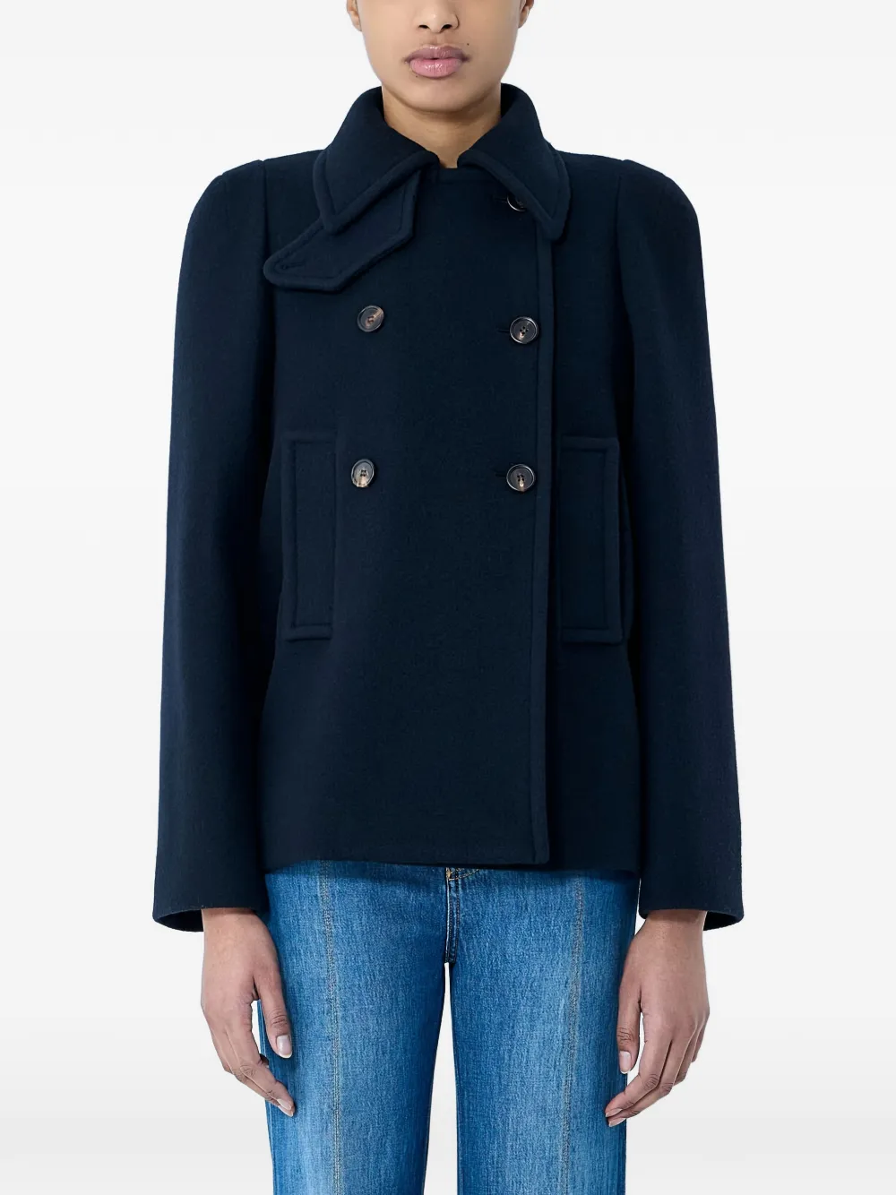 Chloé double-breasted cropped jacket - Blu