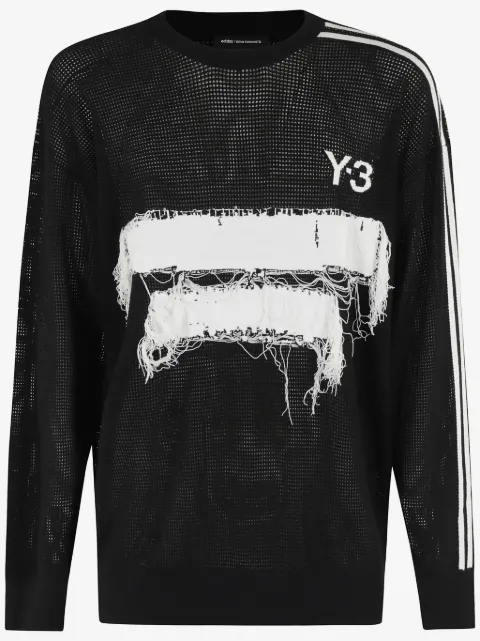 Y-3 sweat à patch effiloché