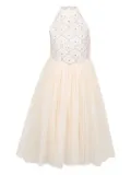 LàTaRa embroidered sleeveless dress - Neutrals