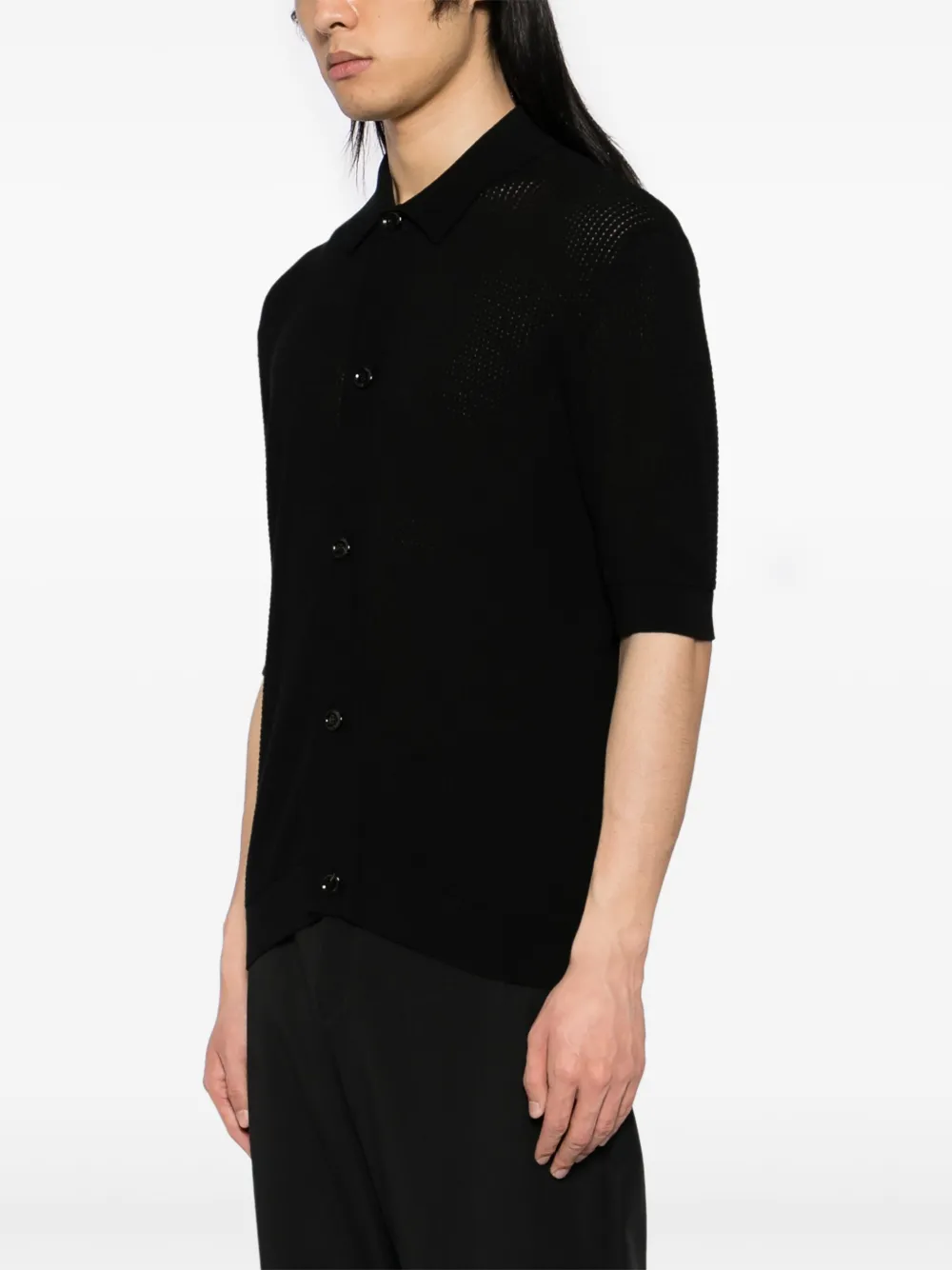 Lardini Gebreid overhemd Zwart