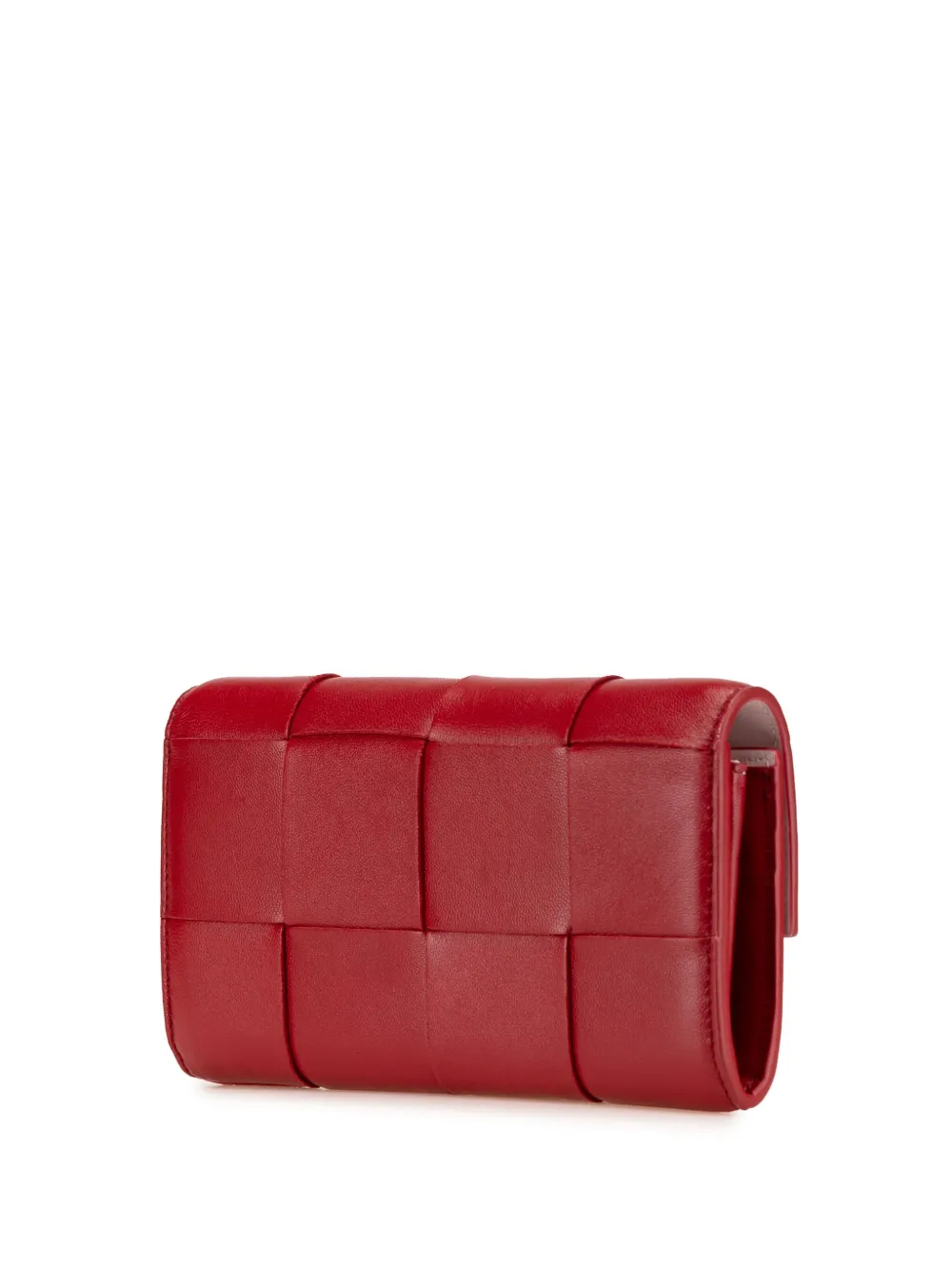 Bottega Veneta Pre-Owned 2021-2024 grote lamsleren Intreccio Cassette Flap portemonnee - Rood