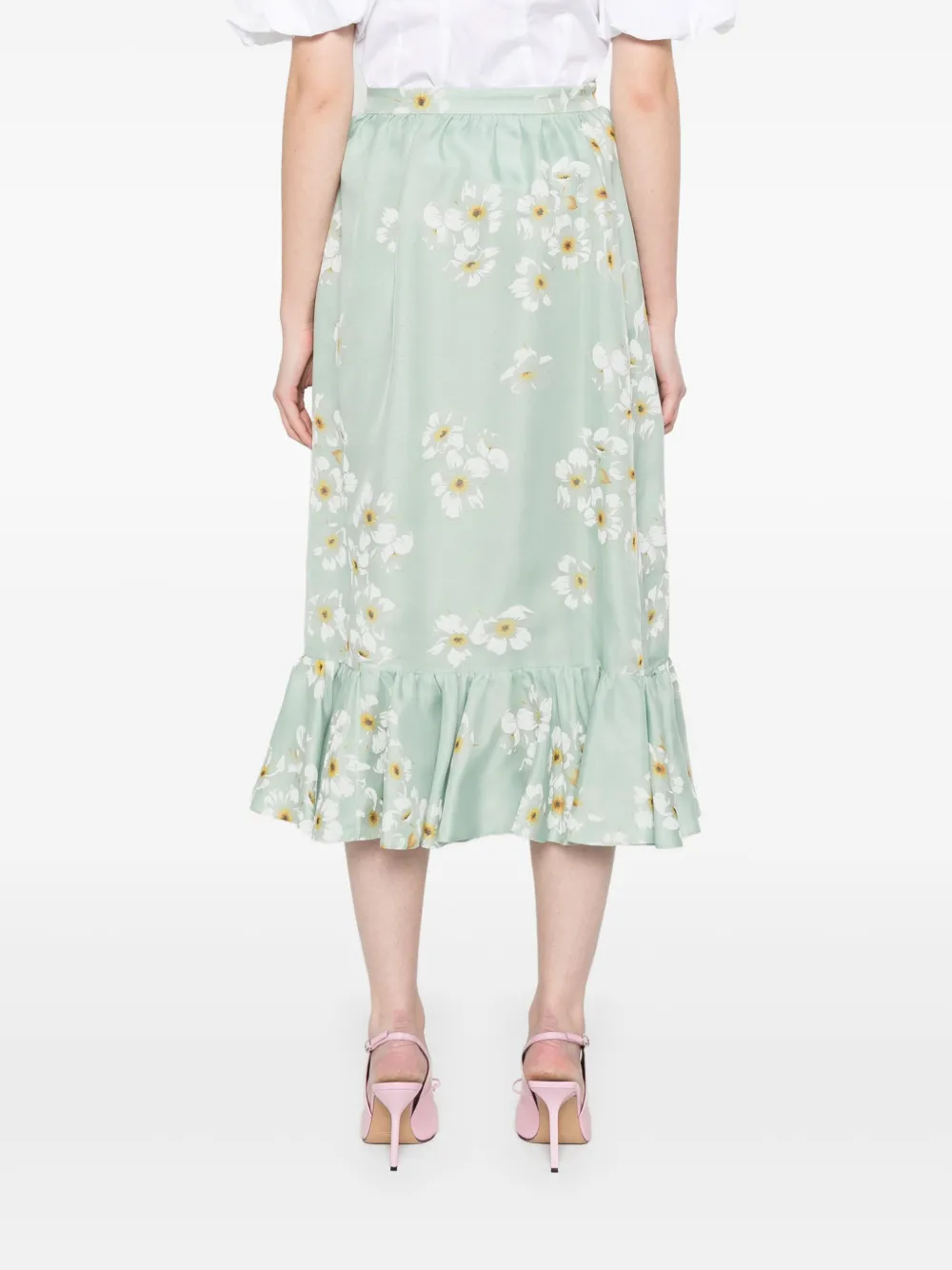 Valentino Garavani Midi-jurk met bloemenprint Groen