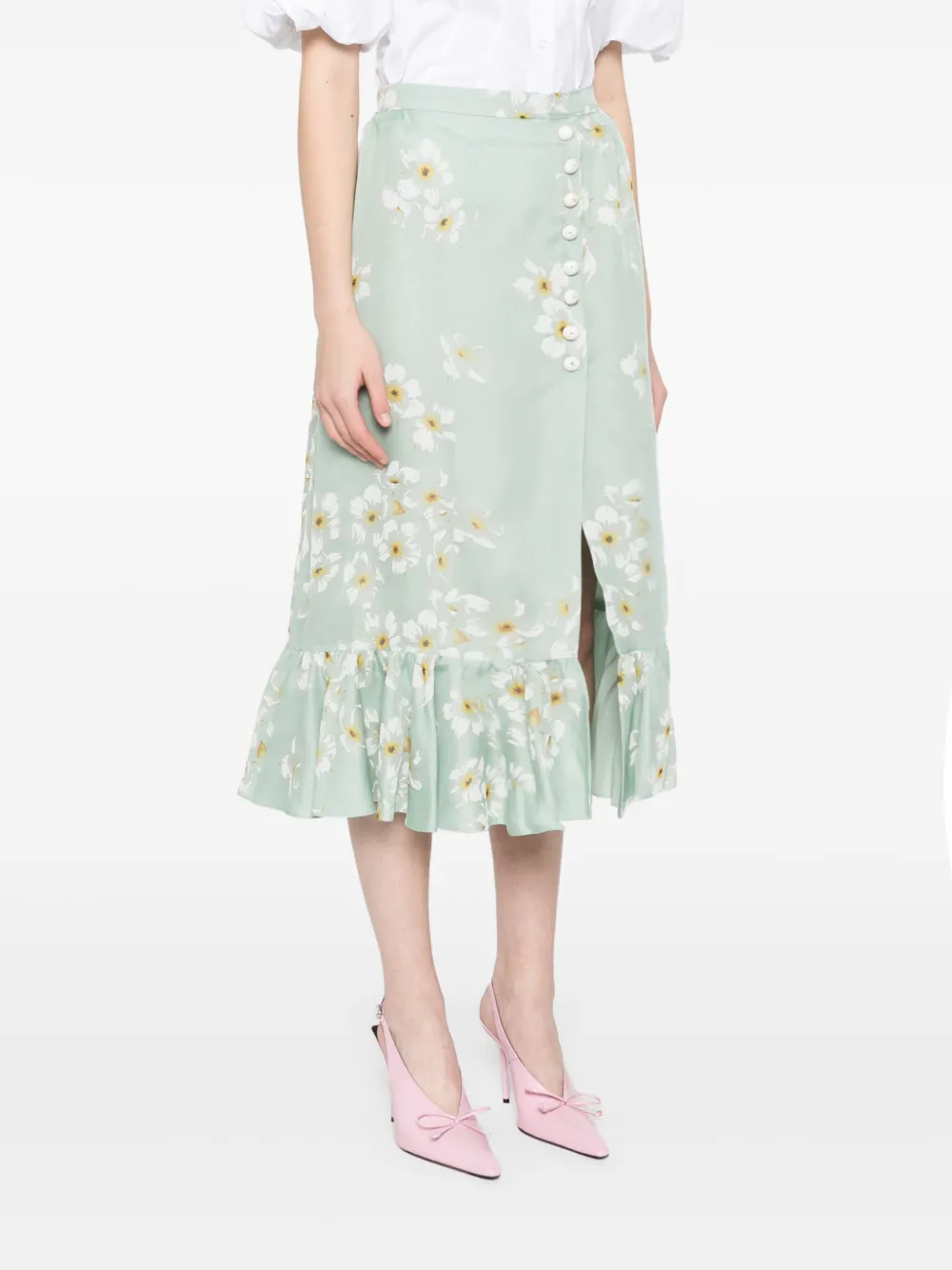 Valentino Garavani Midi-jurk met bloemenprint Groen