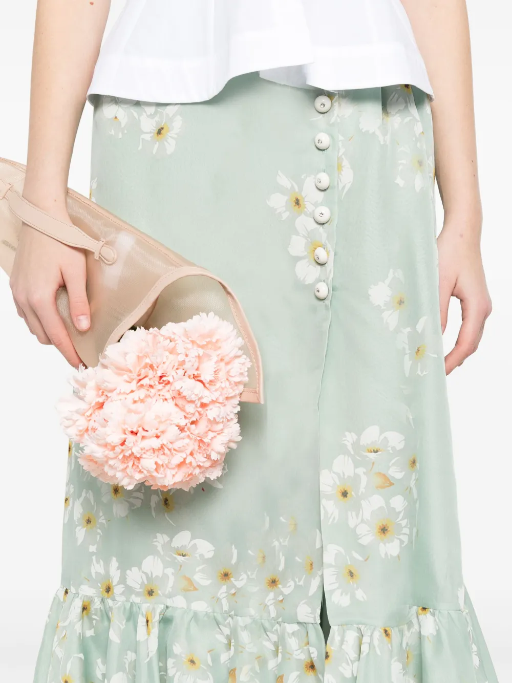 Valentino Garavani Midi-jurk met bloemenprint Groen