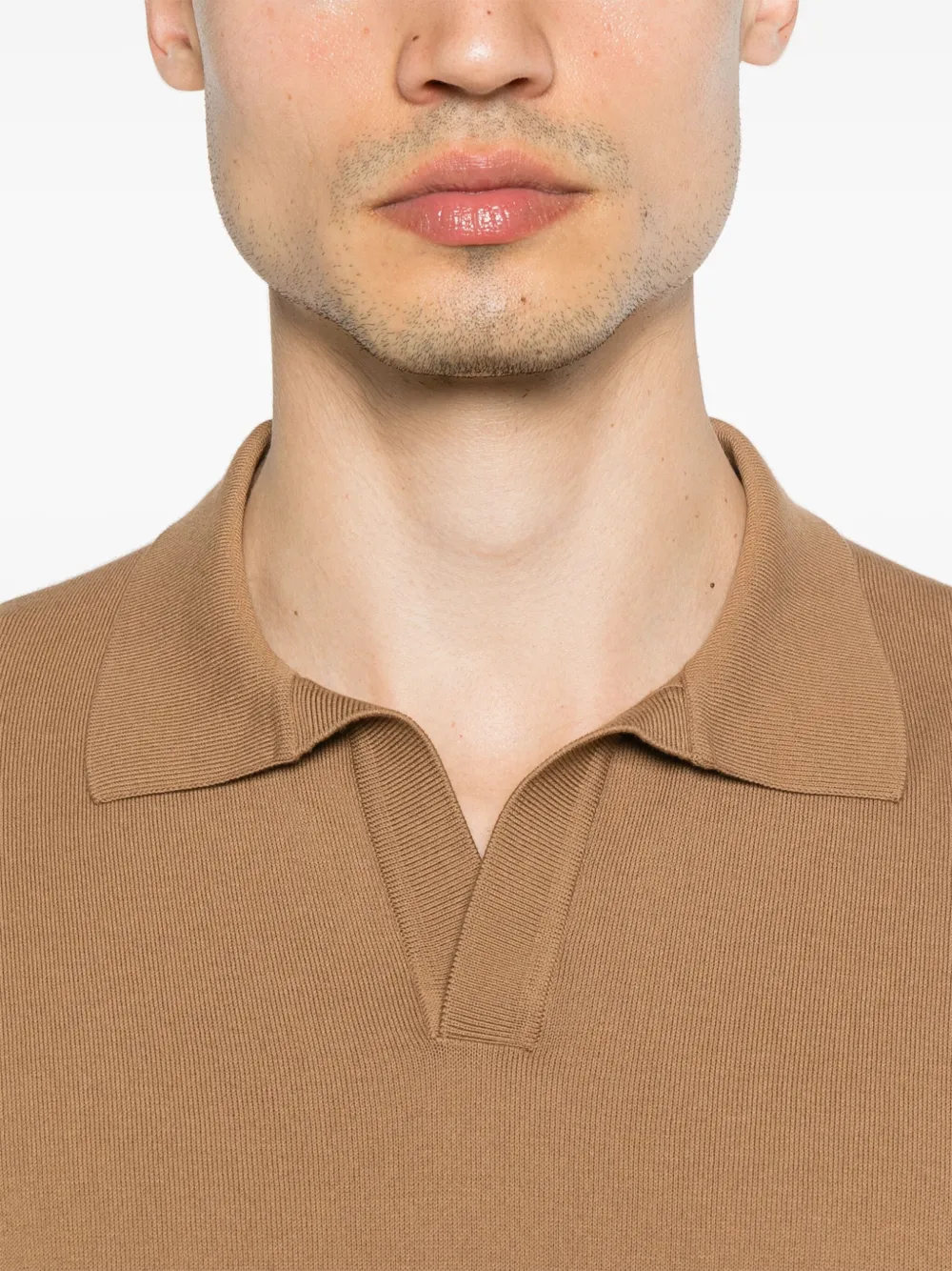 Tagliatore Poloshirt met geribbeld detail Beige