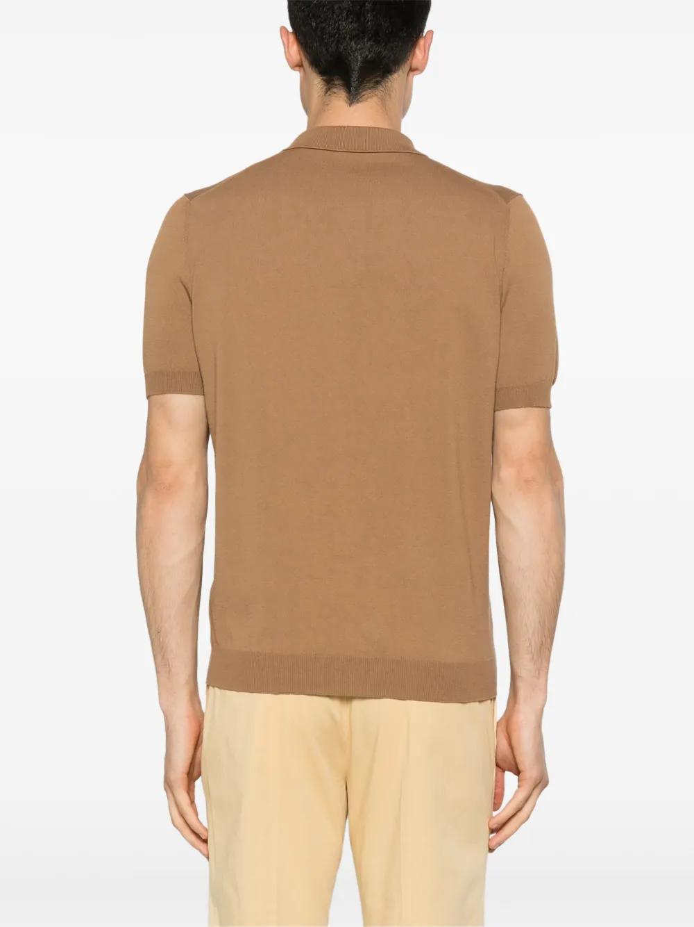 Tagliatore Poloshirt met geribbeld detail Beige