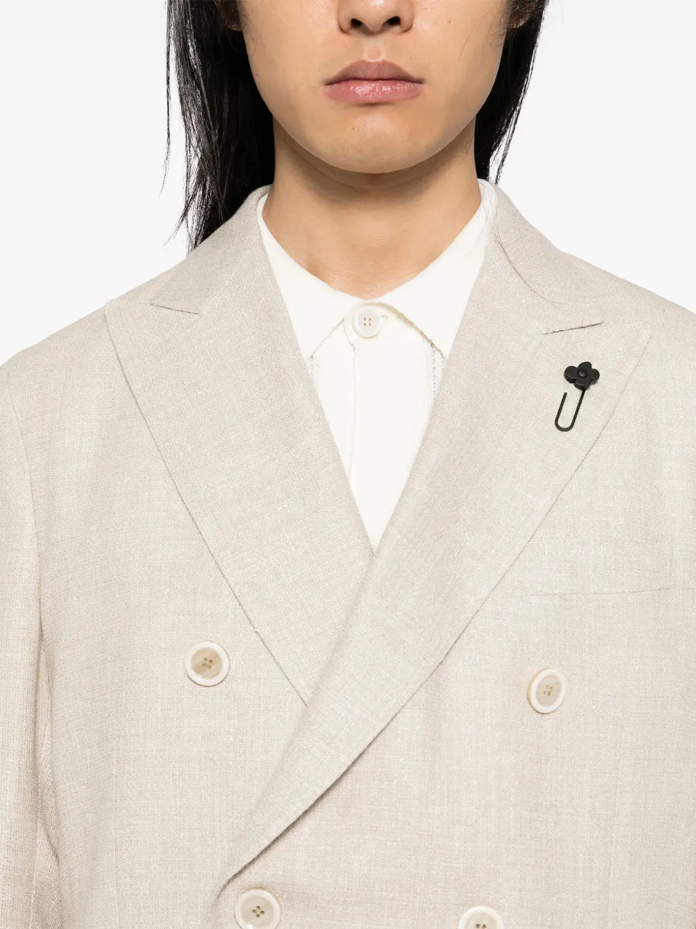 Lardini Blazer met dubbele rij knopen Beige