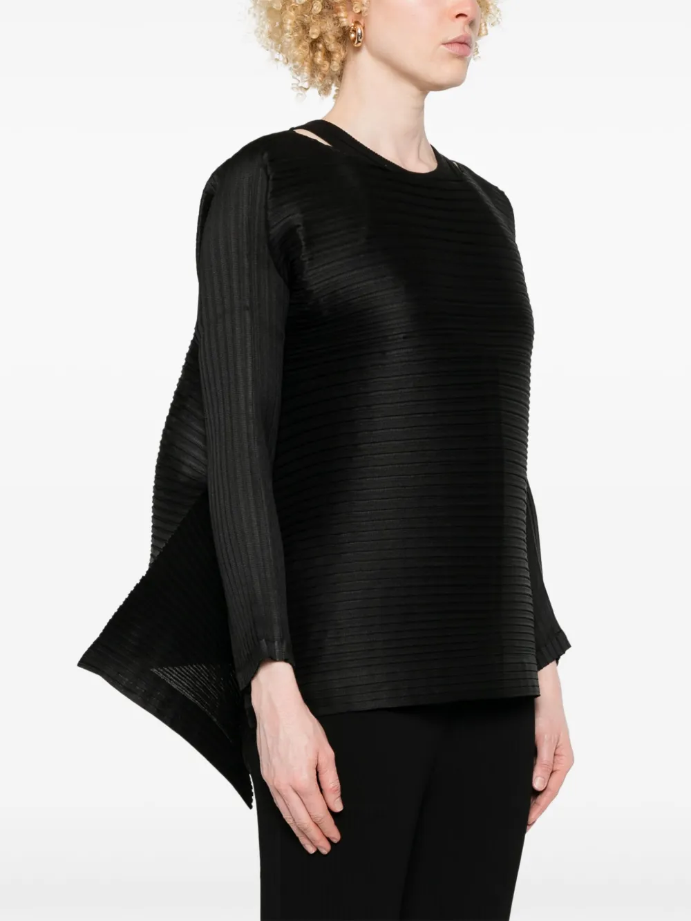 Shop Issey Miyake Plissé Top In Black