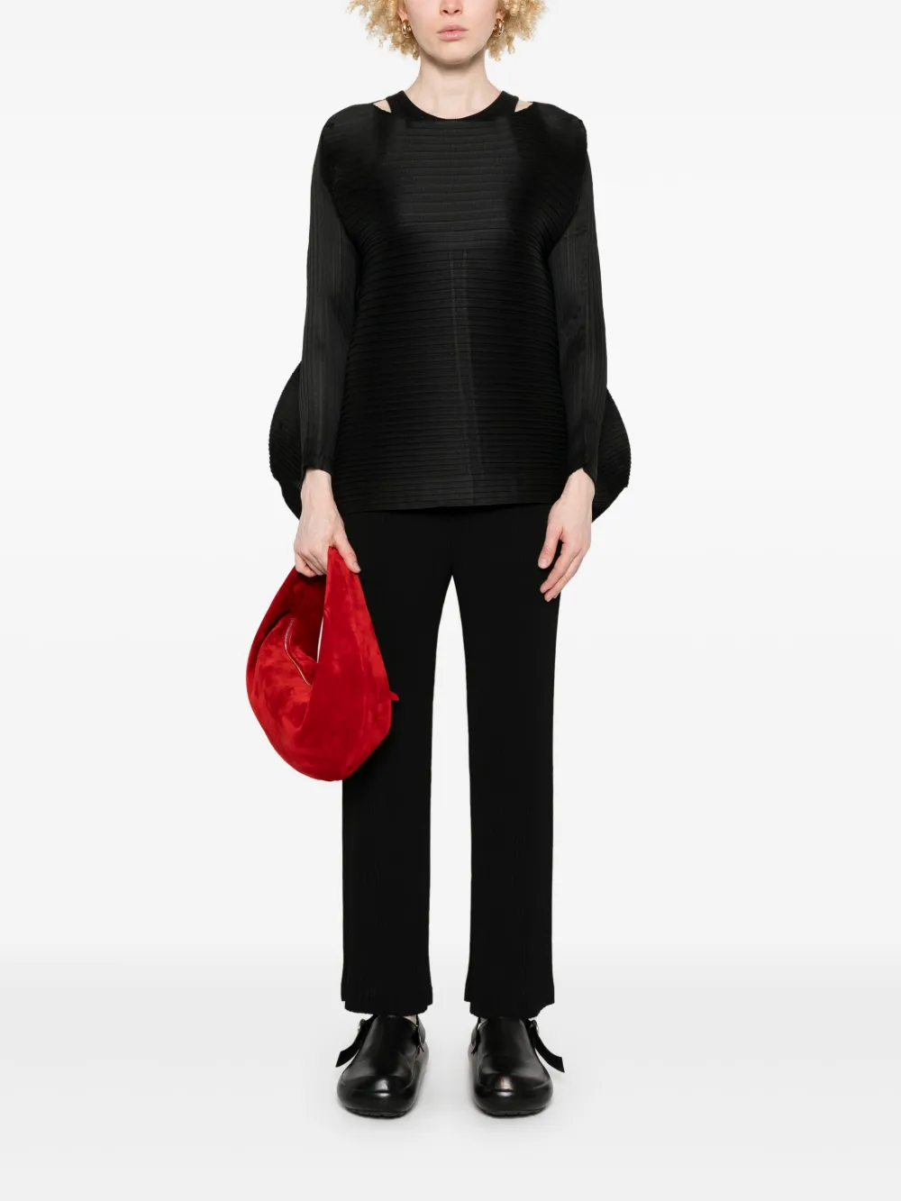 Issey Miyake plissé top - Zwart