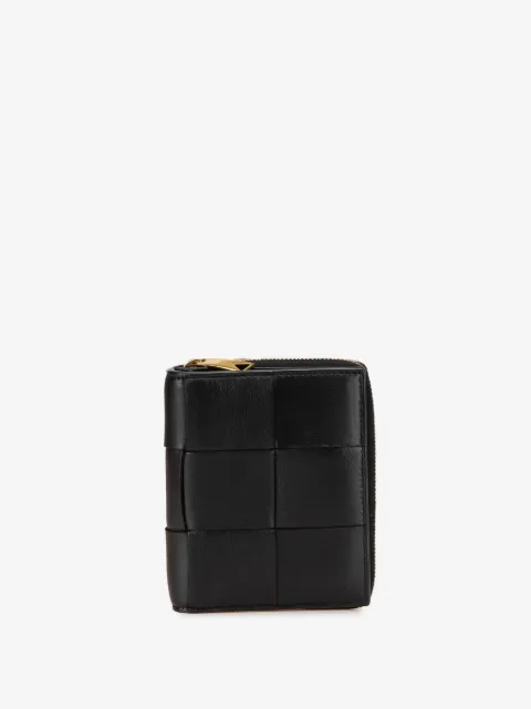 Bottega Veneta Pre-Owned 2012-2024 Lambskin Maxi Intreccio Cassette Bifold Zip Wallet small wallets