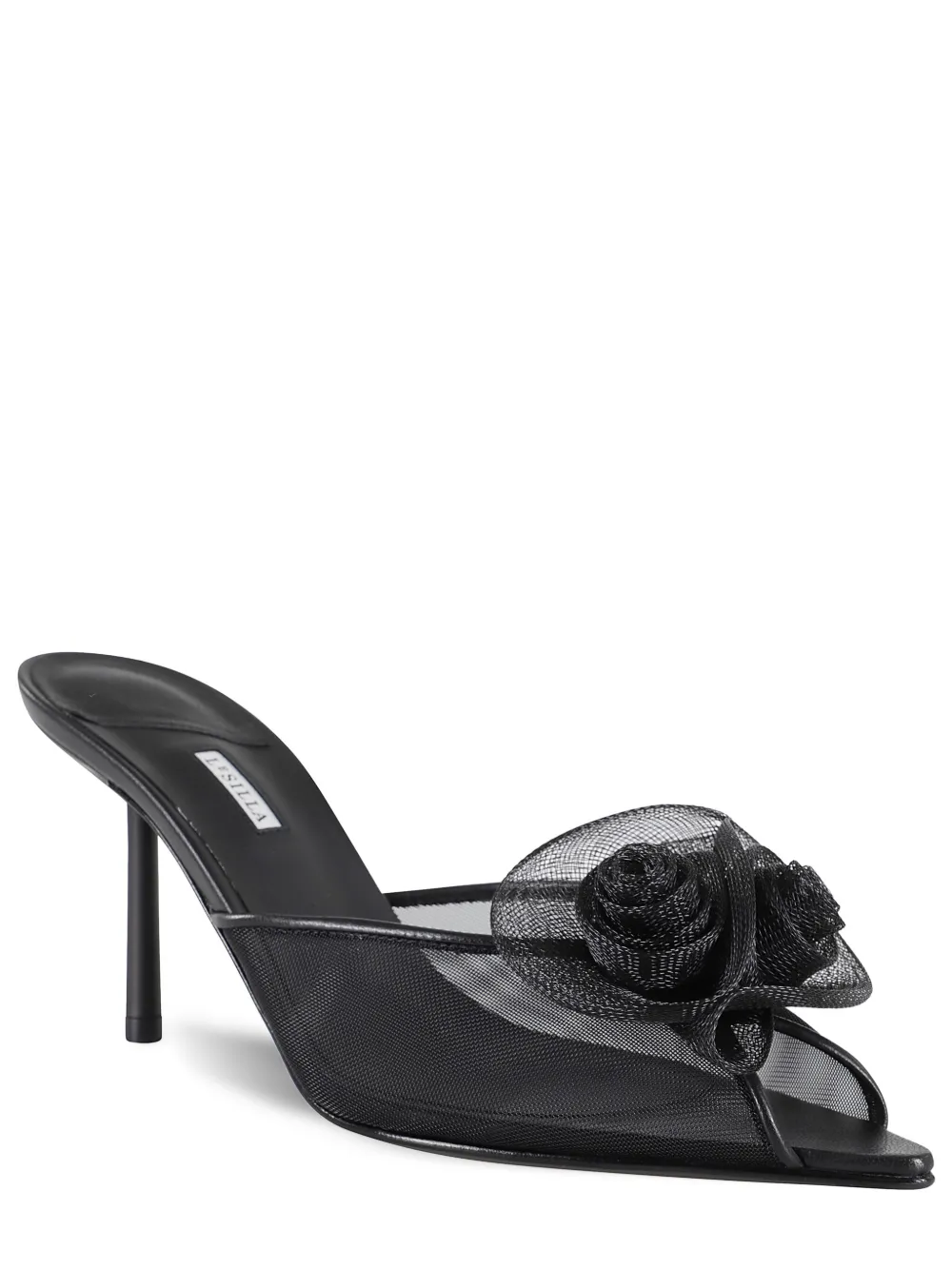 Le Silla floral-appliqué mules - Zwart