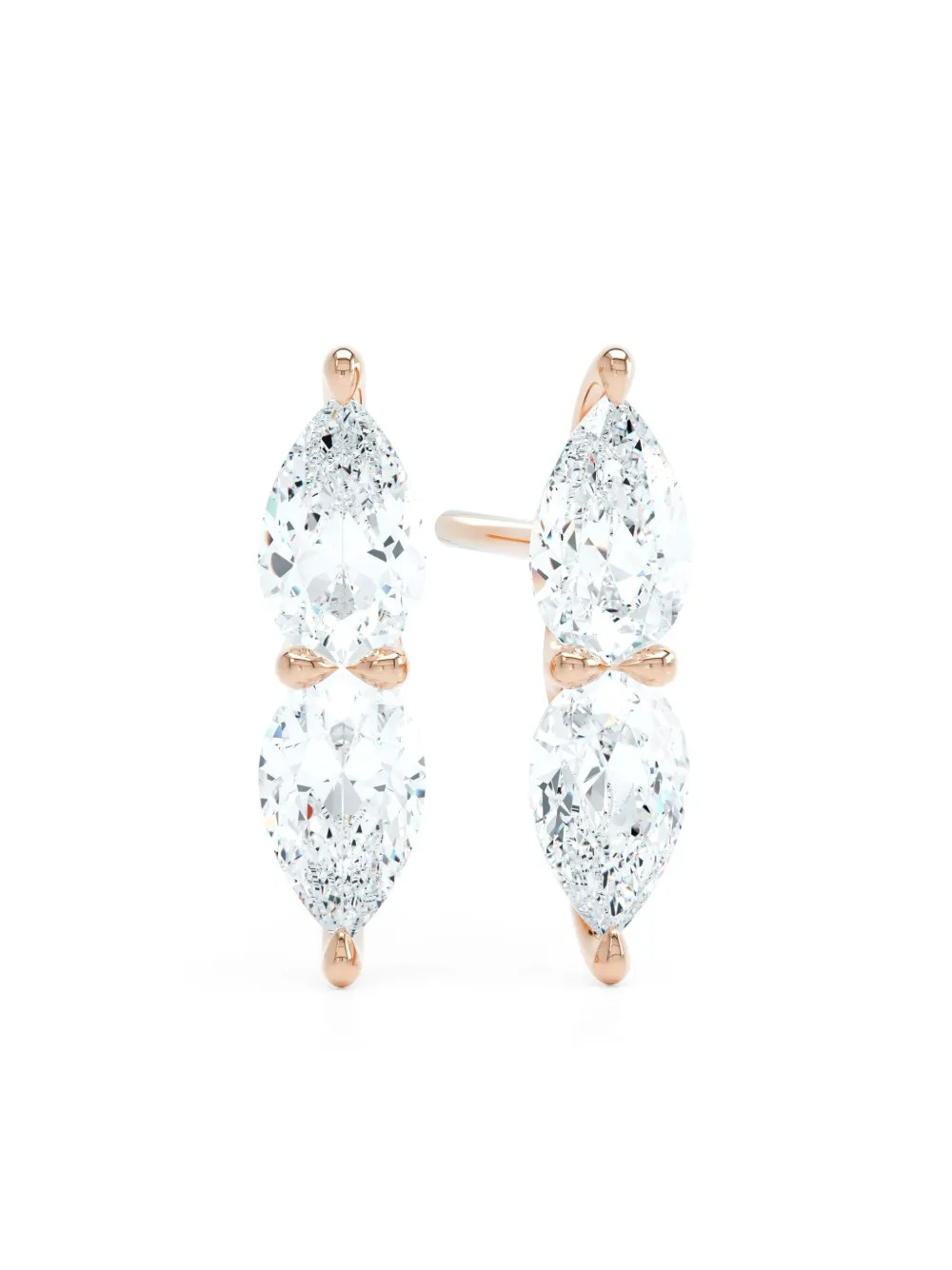 LOEV  The Double Pear ダイヤモンド ピアス 18Kリサイクルローズゴールド | Image 2