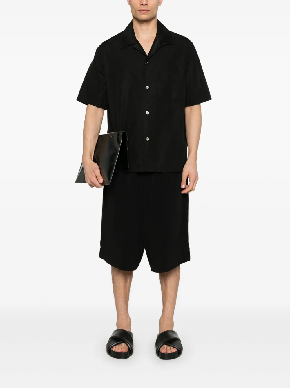 Yohji Yamamoto Shorts met decoratieve tabs - Zwart