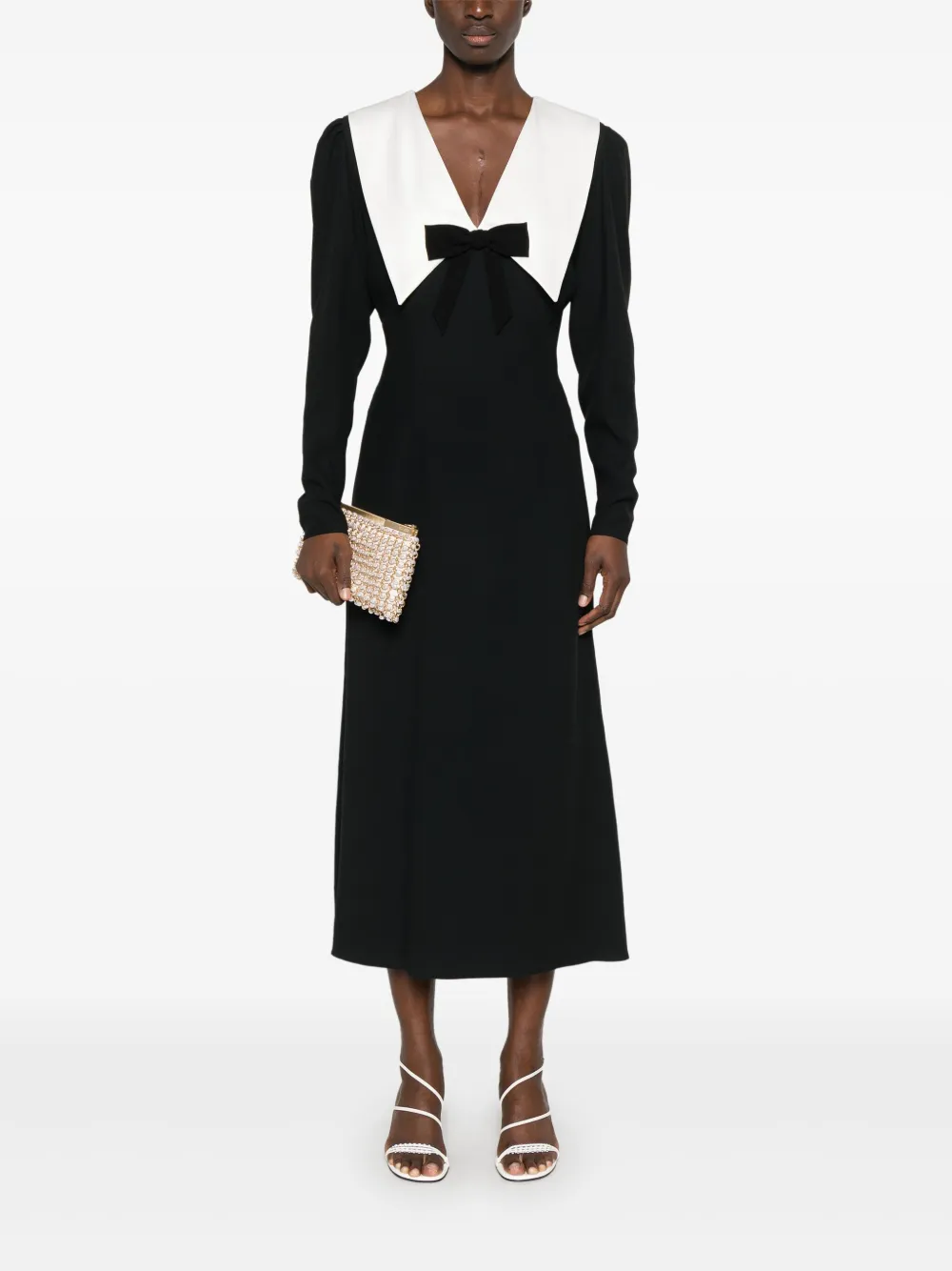 Alessandra Rich Midi-jurk van crêpe - Zwart