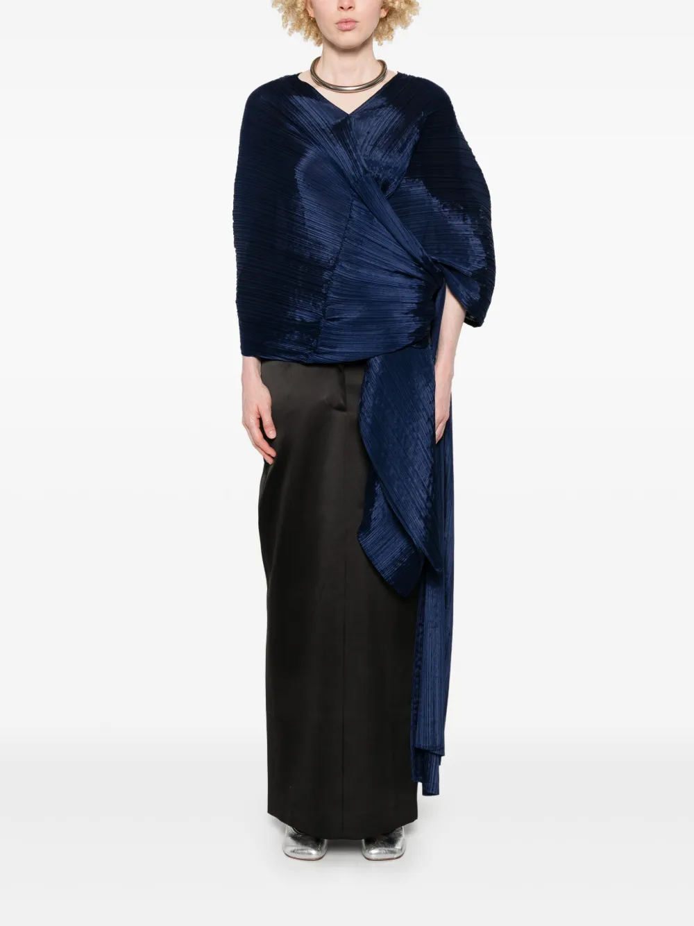 Pleats Please Issey Miyake Madame-T poncho - Blauw