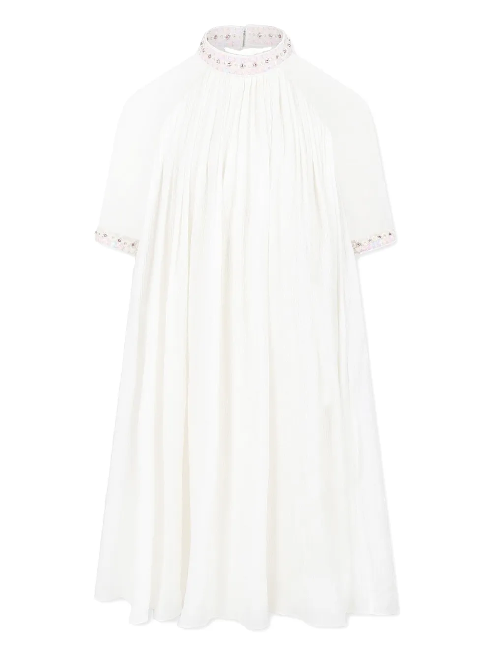 LàTaRa robe en soie à col orné de sequins | blanc | Image 1