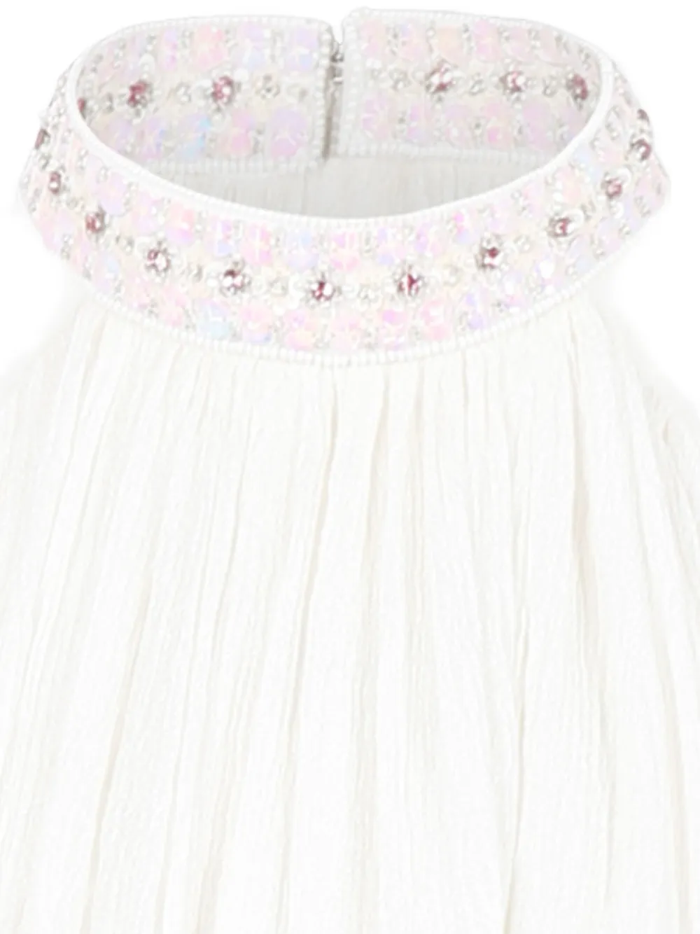 Shop Làtara Sequin-collar Silk Dress In White