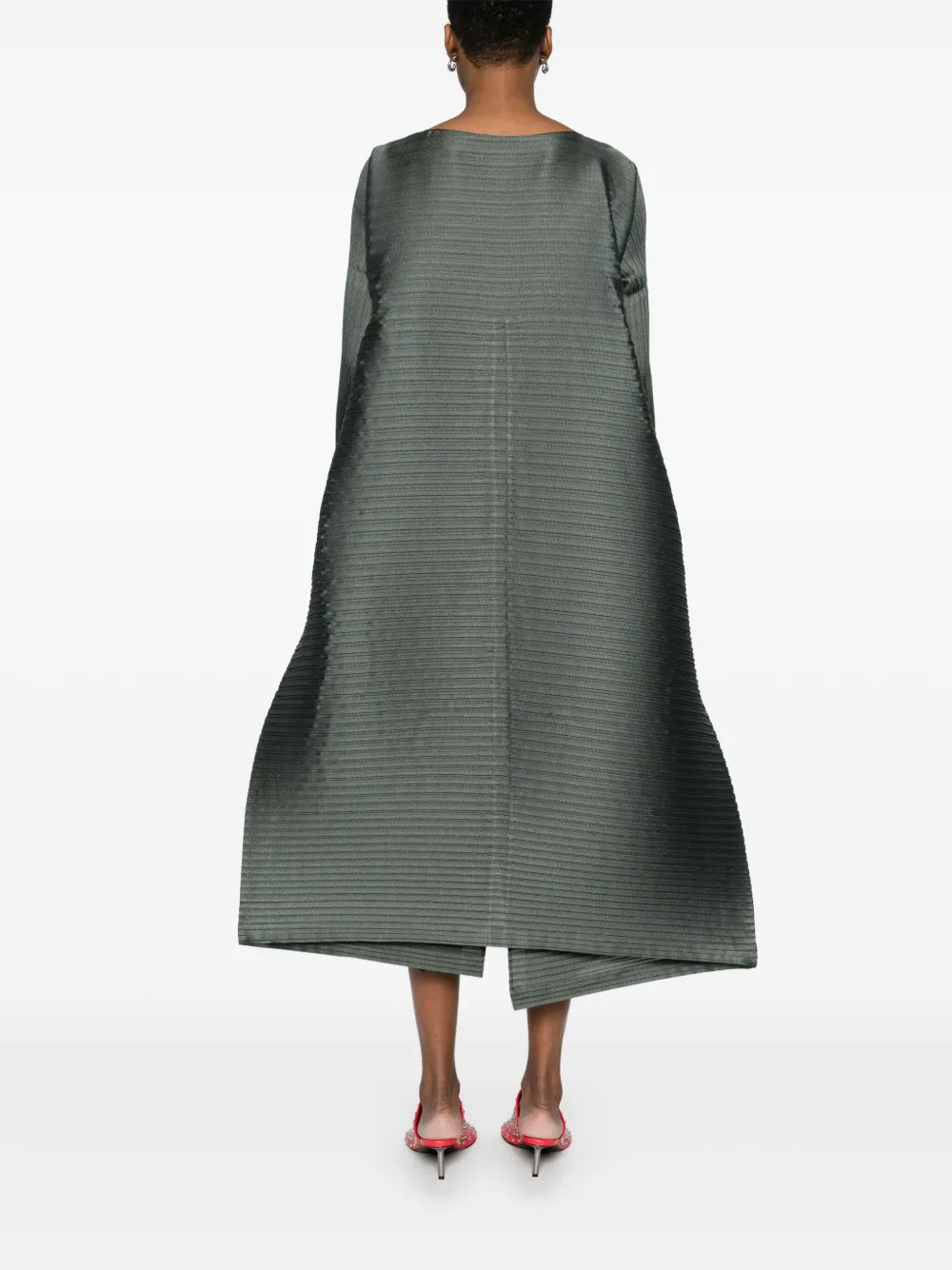 Issey Miyake Midi-jurk met vlakken Groen