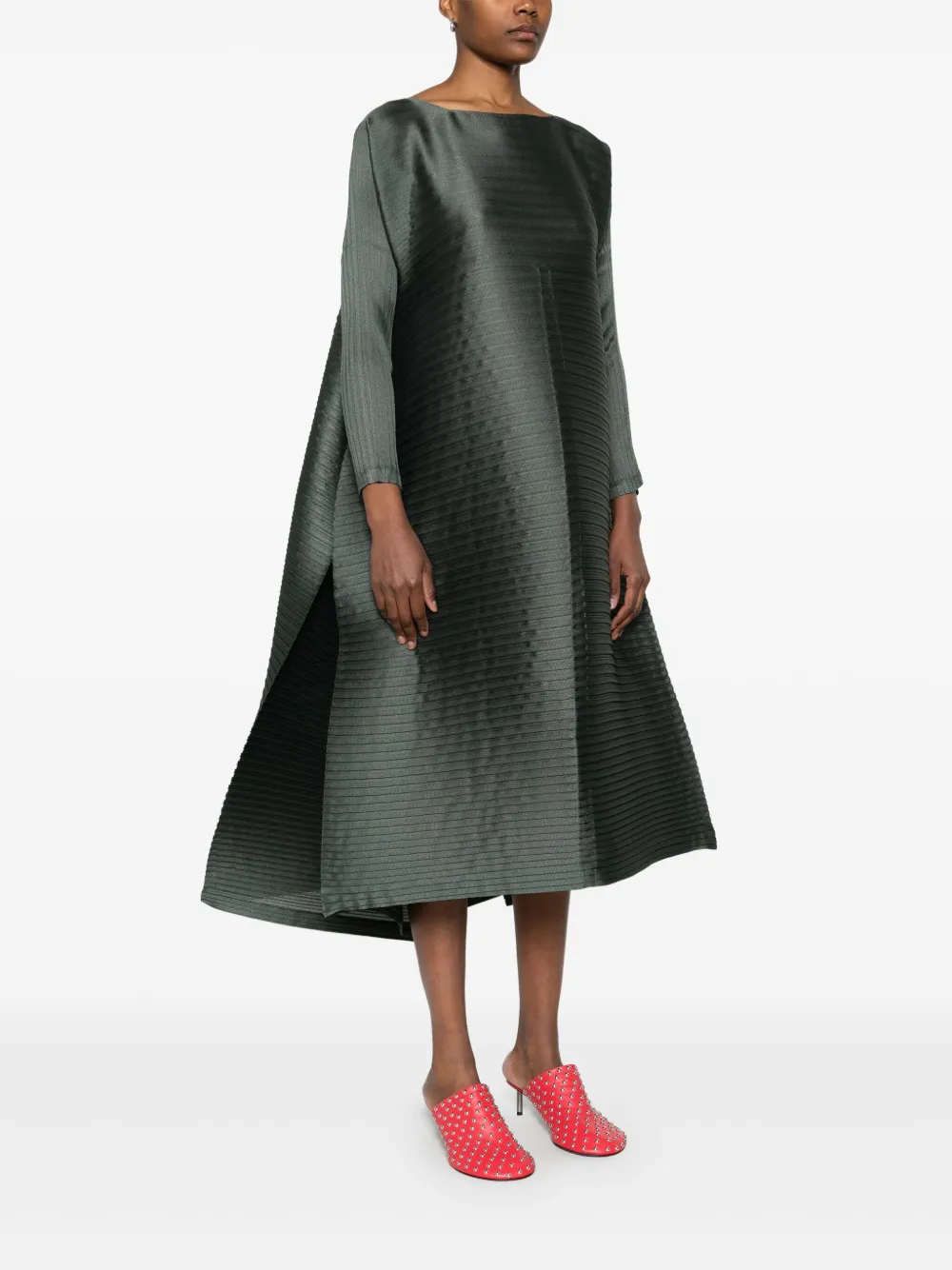 Issey Miyake Midi-jurk met vlakken Groen
