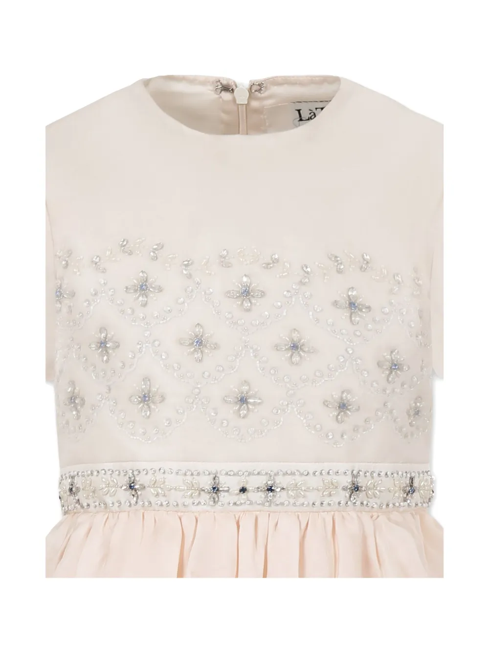 LàTaRa Zijden jurk met gelaagde rok Beige