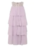 LàTaRa sequinned tiered silk dress - Purple