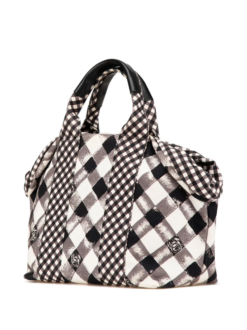 CHANEL Pre-Owned 2010-2011 canvas handtas met gingham ruit - Zwart