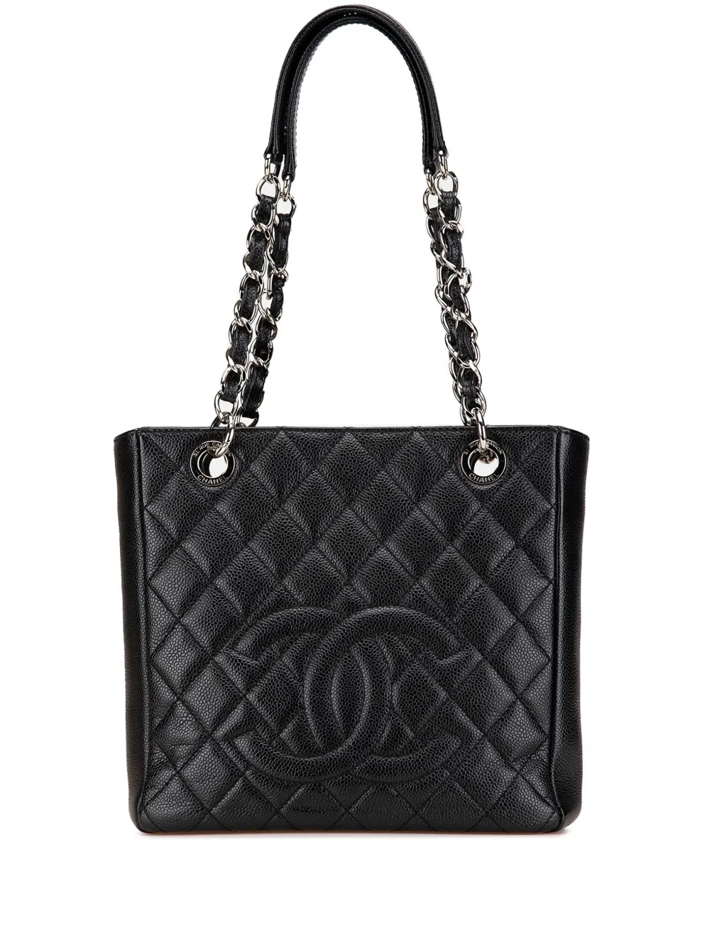 CHANEL Pre-Owned 2011 キャビア プチ ショッピング トートバッグ - ブラック CHANEL Pre-Owned 2011 キャビア プチ ショッピング トートバッグ - ブラック
