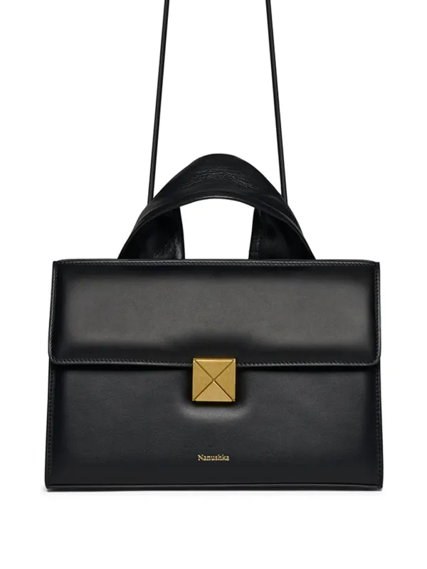 【関税込み】Nanushka ブラック Symbol トートバッグ Nanushka ロゴ トートバッグ | ブラック | FARFETCH JP