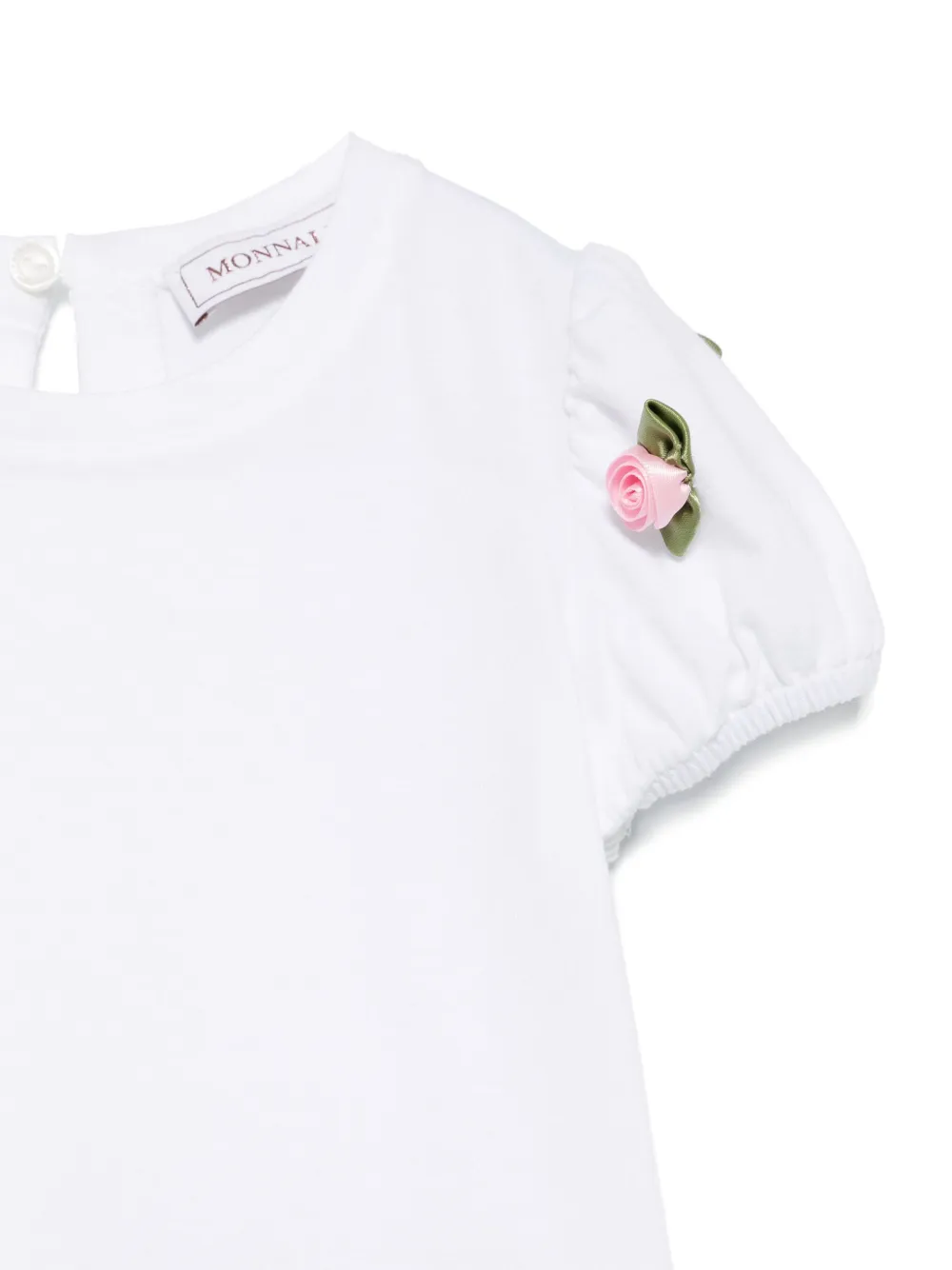 Monnalisa T-shirt met bloemenpatch Wit