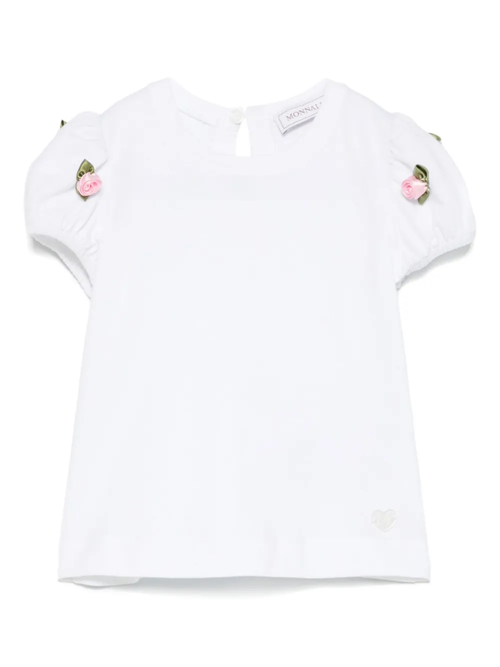 Monnalisa T-shirt met bloe patch Wit