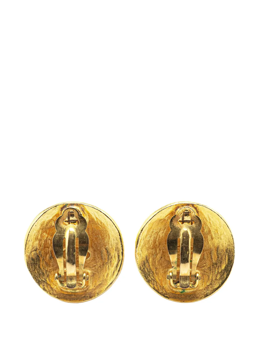 CHANEL Pre-Owned 1996 Gold Plated CC Round Clip On Earrings costume earrings - Goud