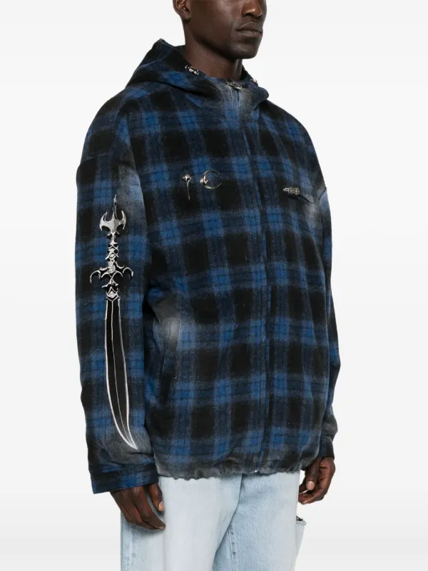 可愛いクリスマスツリーやギフトが！ THUG CLUB Arab Sword Flannel Jacket | Blue | FARFETCH ジャケット・アウター