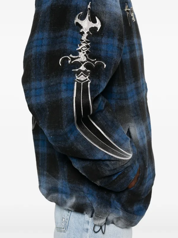 THUG CLUB Arab Sword Flannel Jacket | Blue | FARFETCH