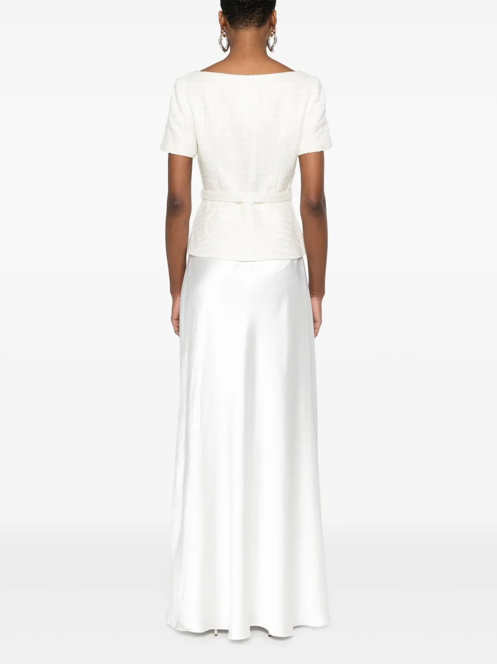 Self-Portrait Maxi-jurk met vlakken Beige