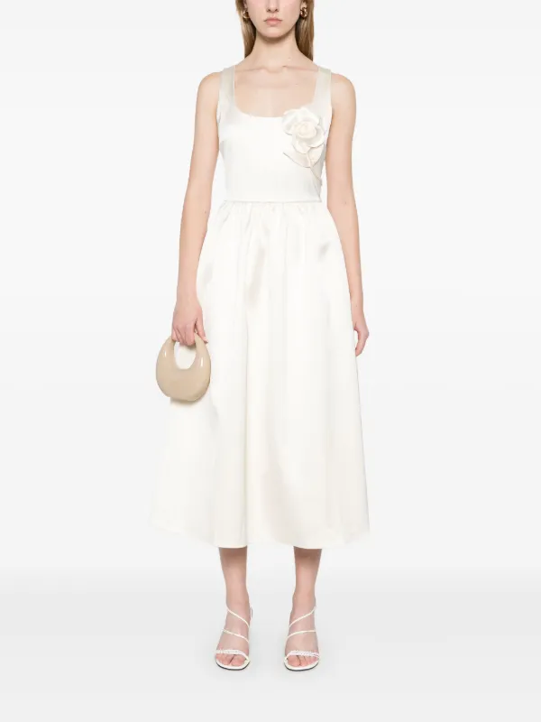 ワンピース SELF PORTRAIT SATIN MIDI DRESS WITH FLORAL APPLIQUES Self-Portrait floral-appliqué Satin Midi Dress | Neutrals