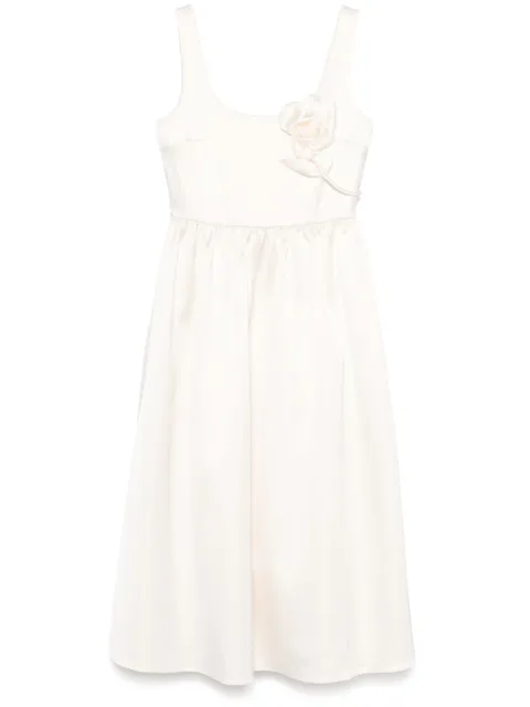 Self-Portrait floral-appliqué satin midi dress