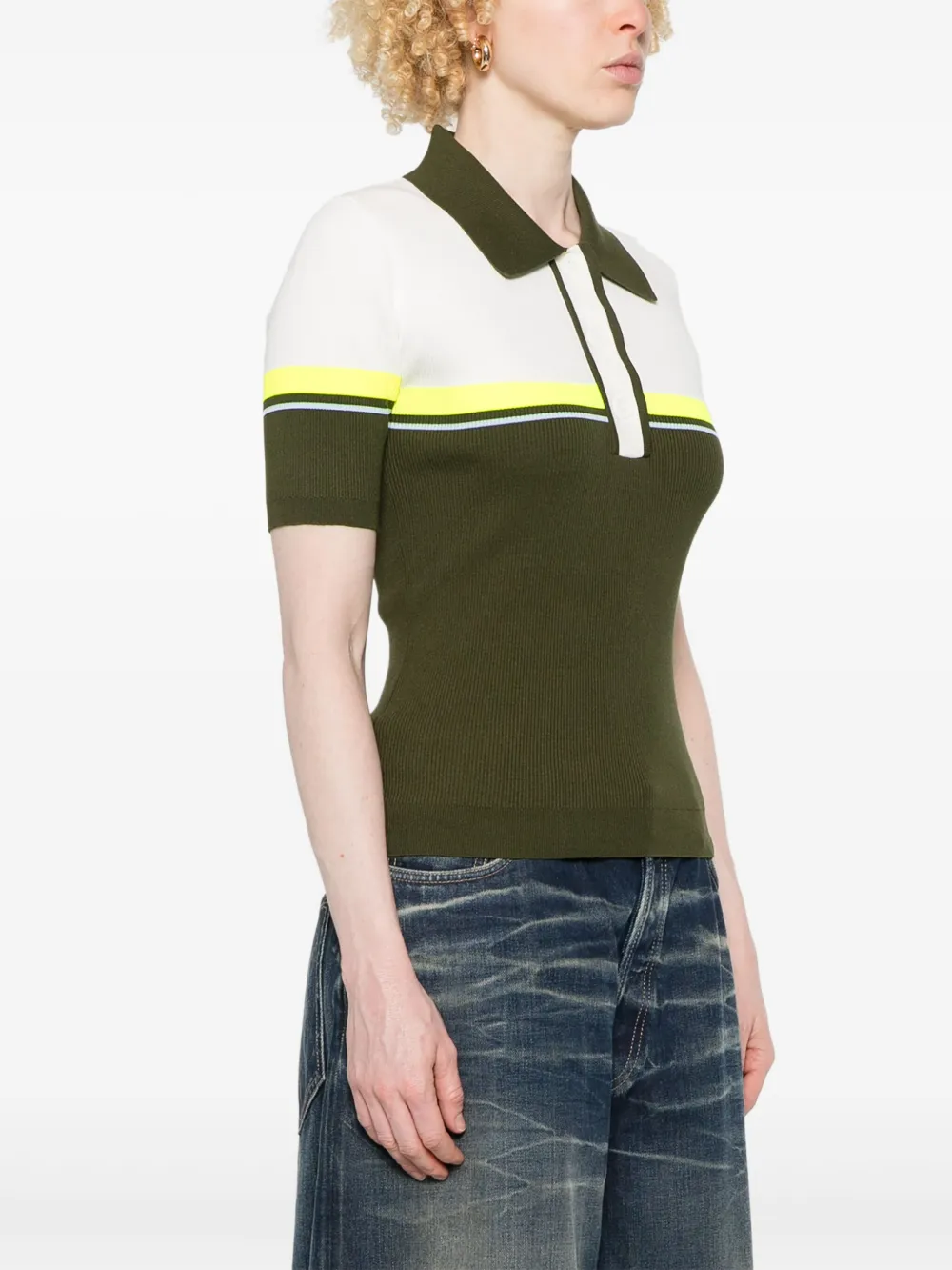 Essentiel Antwerp Geribbeld poloshirt Groen