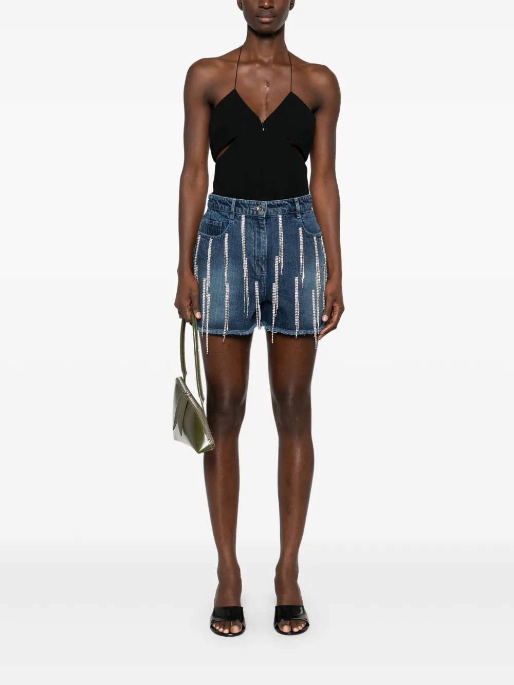 Patrizia Pepe Shorts verfraaid met stras Blauw