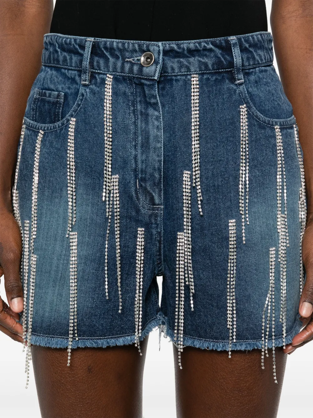 Patrizia Pepe Shorts verfraaid met stras Blauw