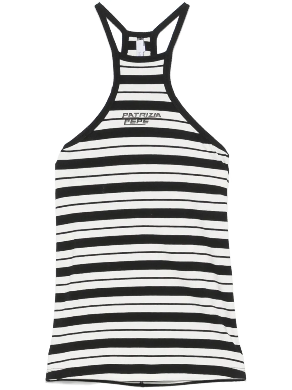 Shop Patrizia Pepe Striped Tank Top In Black