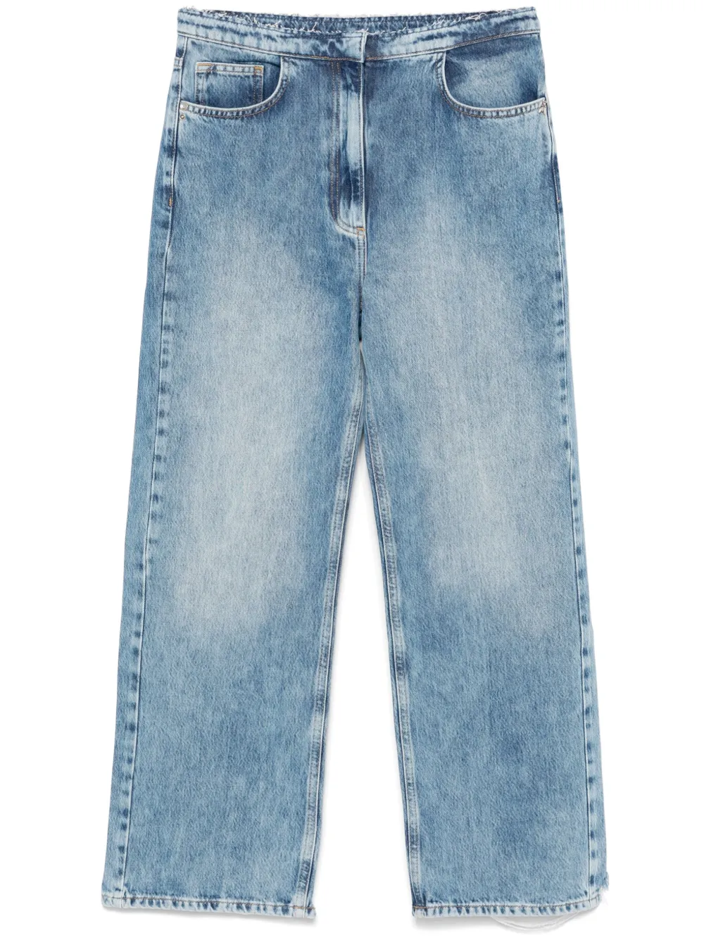 frayed-waist jeans