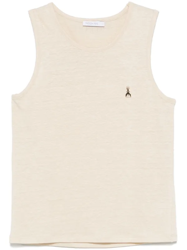 Patrizia Pepe logo-plaque Tank Top Neutrals FARFETCH IN